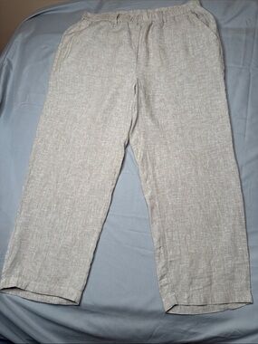 Quince Women’s European Linen Natural Tan Pants Size Large